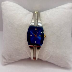 Vintage Allude Diamond Accent Blue Dial Bangle Watch Japan Movt